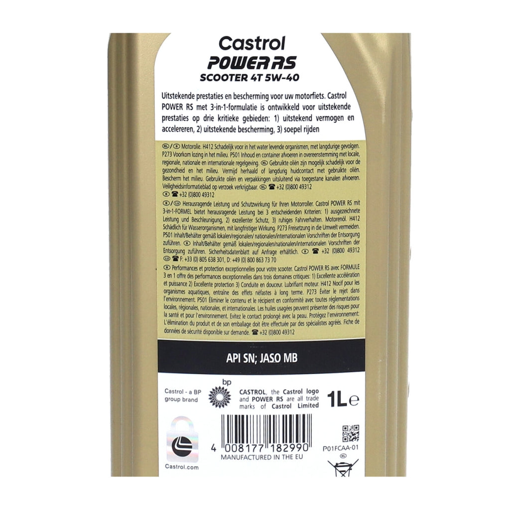 Motorolie Castrol 5W40 4t power rs scooter 1L