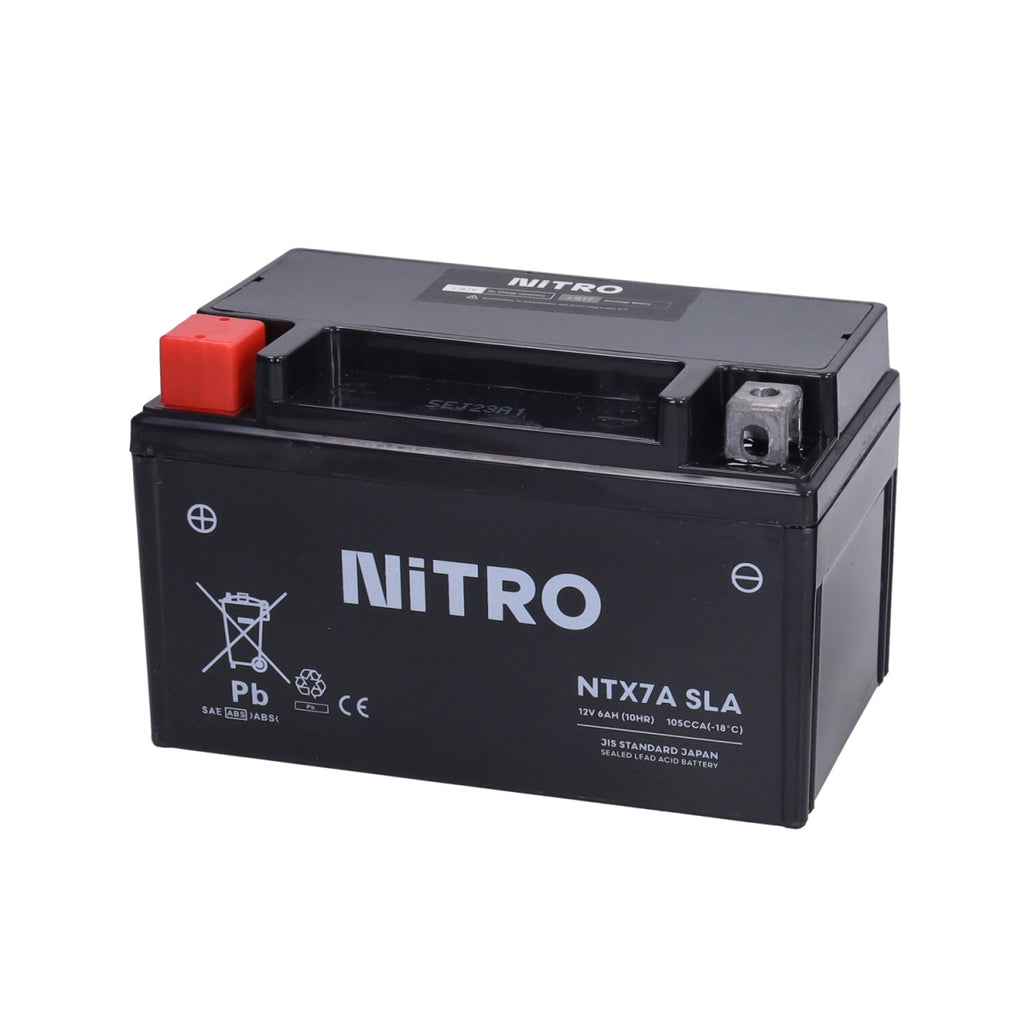 Accu Nitro NTX7A-BS/YTX7A-BS Gel 6Ah 12V — Peugeot, Kymco, China & Sym 4-takt Scooters
