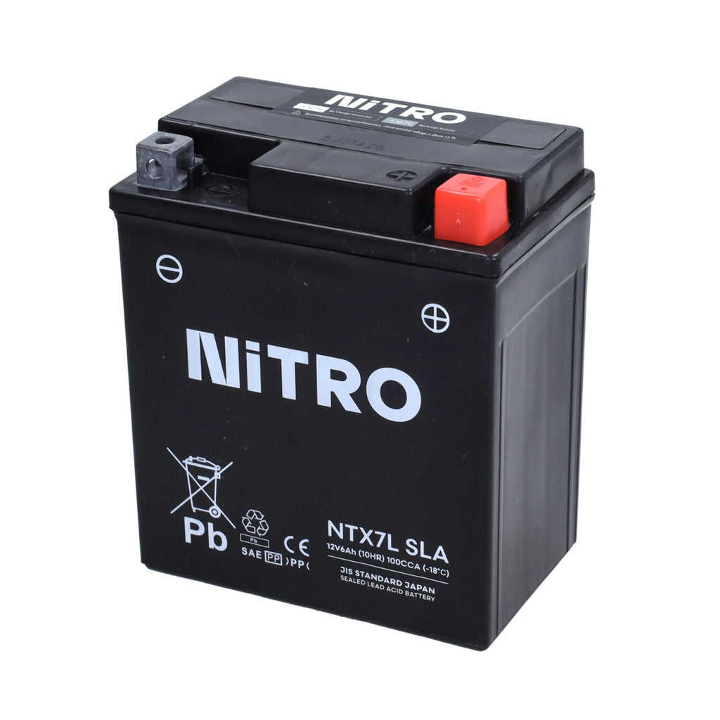 Accu Nitro NTX7L-BS/YTX7L-BS Gel 6Ah 12V — Piaggio Liberty iGet, Vespa Primavera/Sprint, Zip 4T (Euro 4/5)