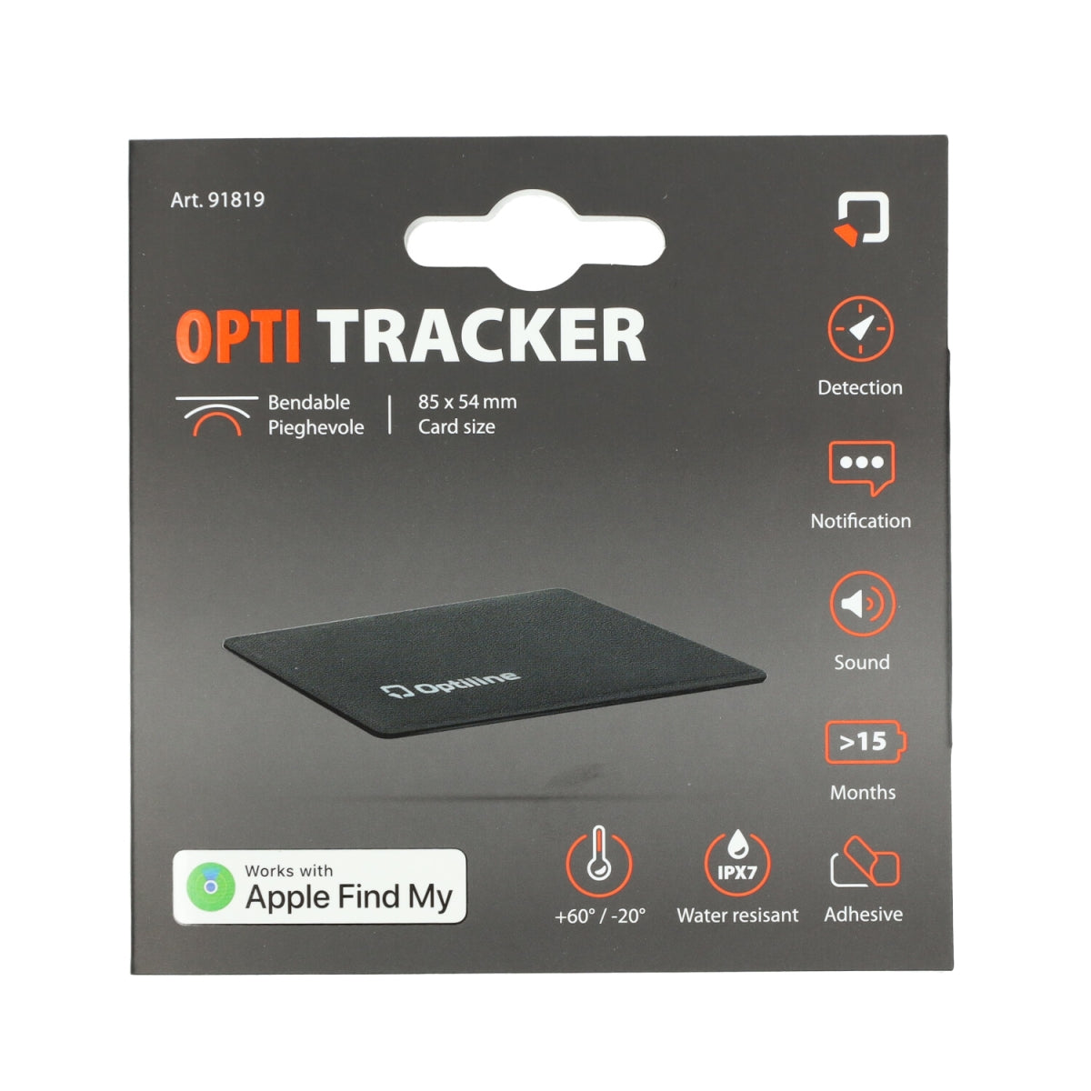 Gps volgsysteem optiline tracker zelfklevend flexibel 85x54x3mm zwart