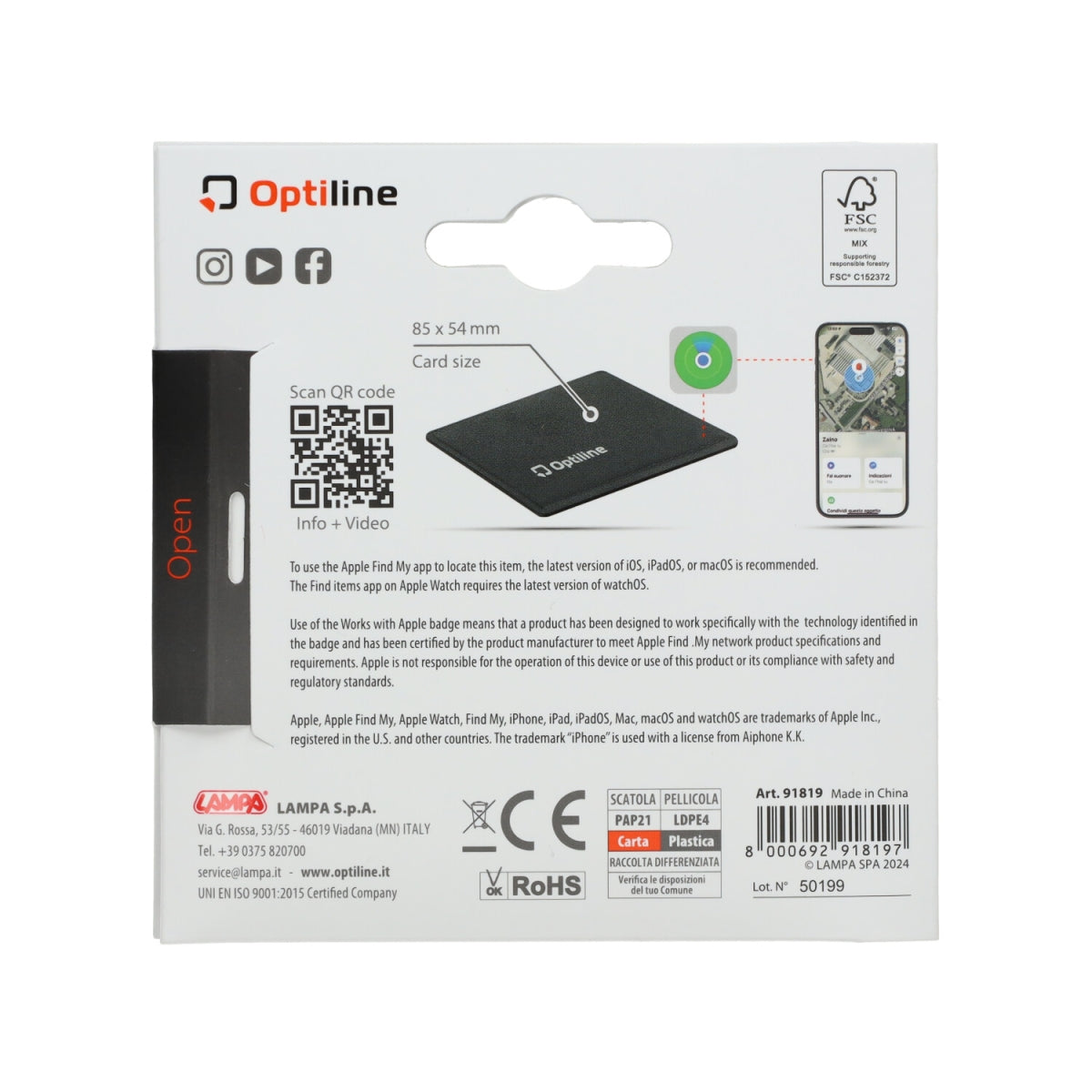 Gps volgsysteem optiline tracker zelfklevend flexibel 85x54x3mm zwart