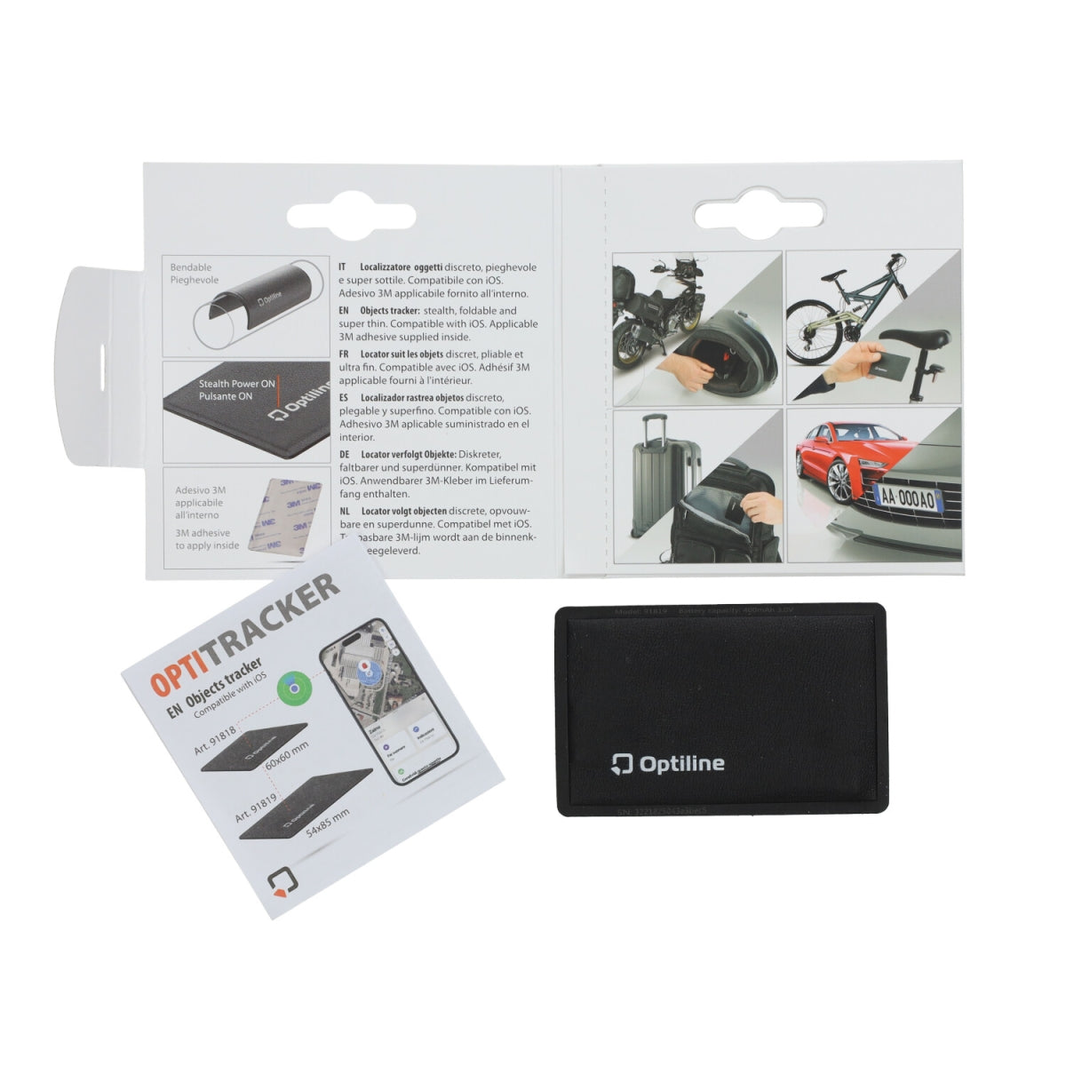 Gps volgsysteem optiline tracker zelfklevend flexibel 85x54x3mm zwart