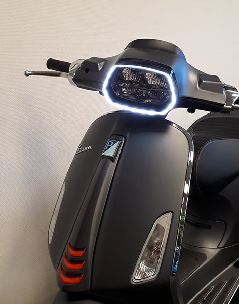 Koplamprand DMP led Evo-1 zwart glans vespa, sprint