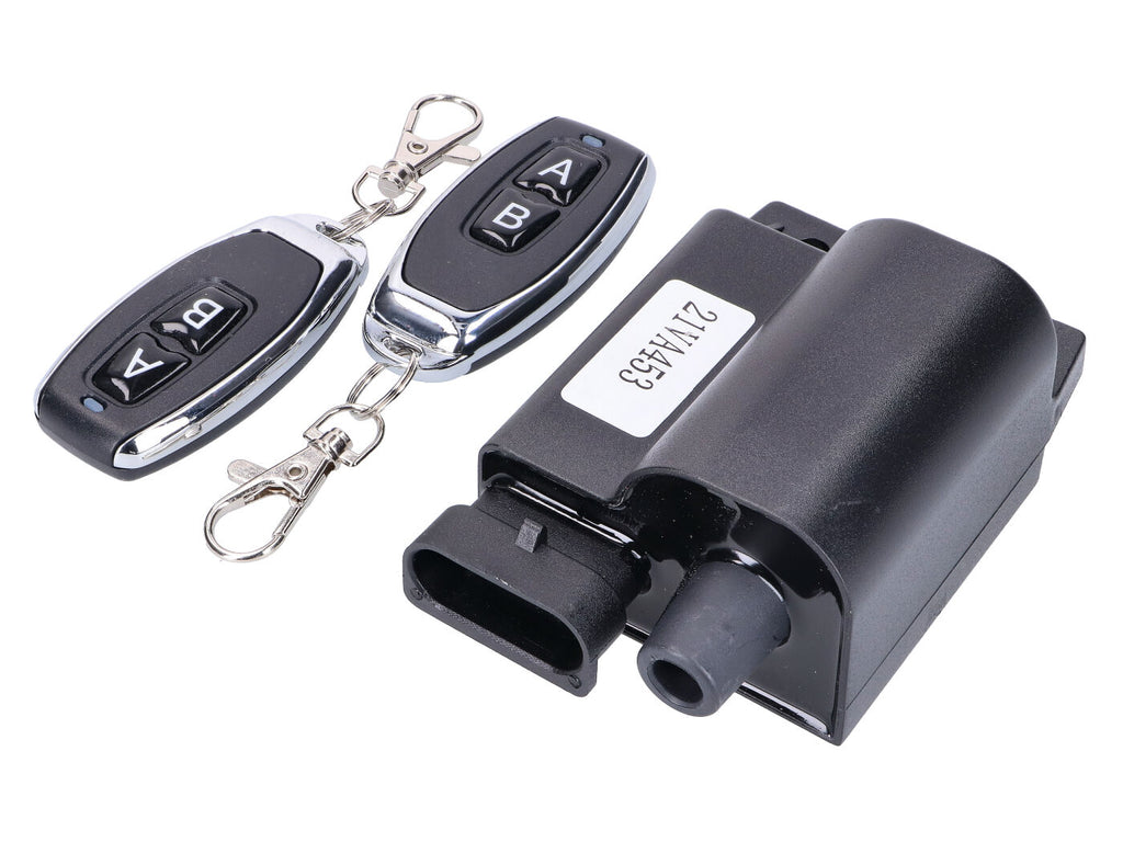 Bobine/cdi-unit DMP + afstandsbediening regelbaar (50km) euro-2 toerenbegrenzer sco piaggio 4t-2v