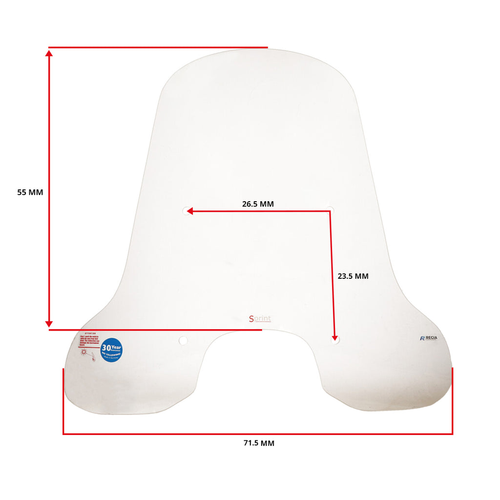Windscherm Regia met bevestigingsset hoog Mod. Orig (made in EU) 70cm helder sprint