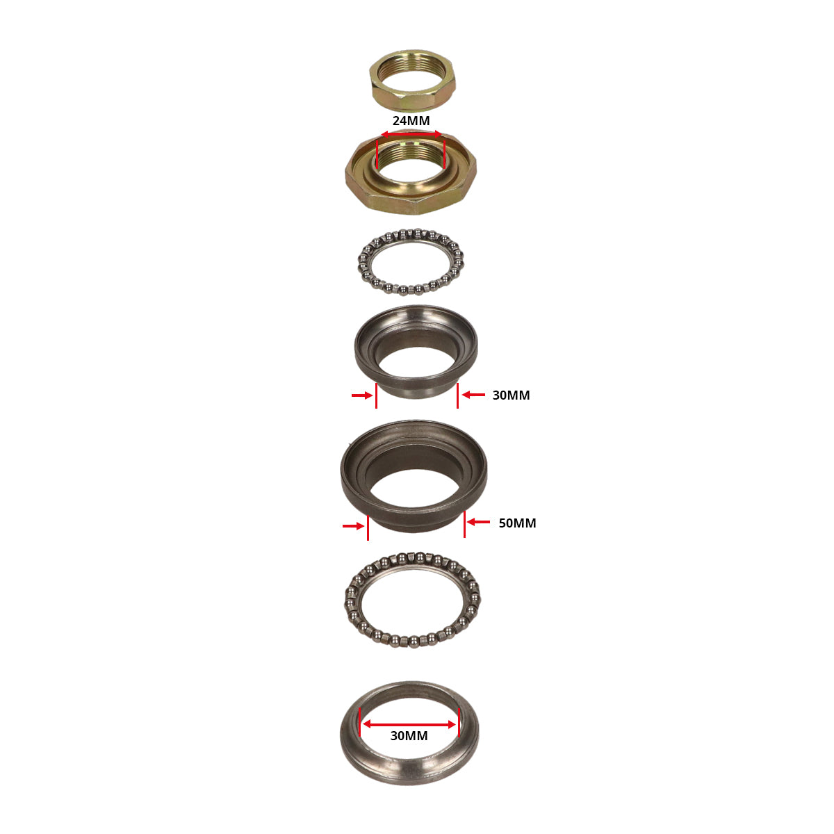 Balhoofdlagers China 4T — Ø24mm (GTS Toscana, AGM, BTC, IVA, La Souris, Senzo e.a.)